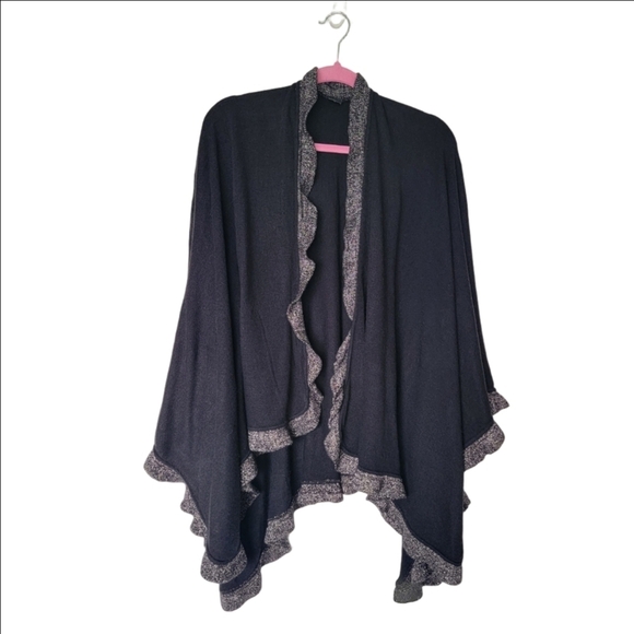 A.W Items Sweaters - Chic Black and Gray Women's Poncho